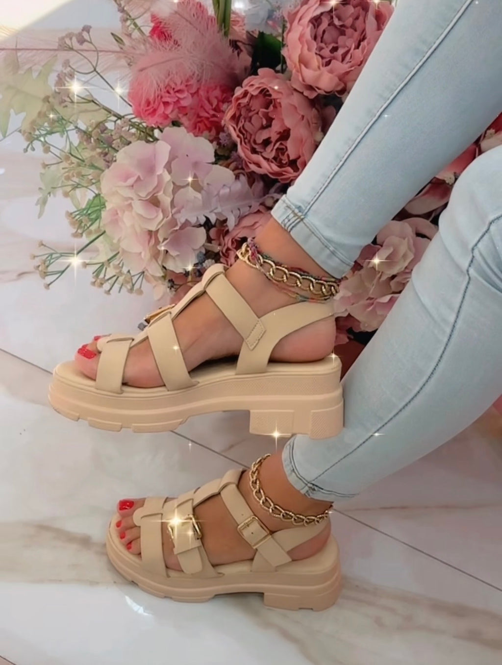 Sandali Platform Beige