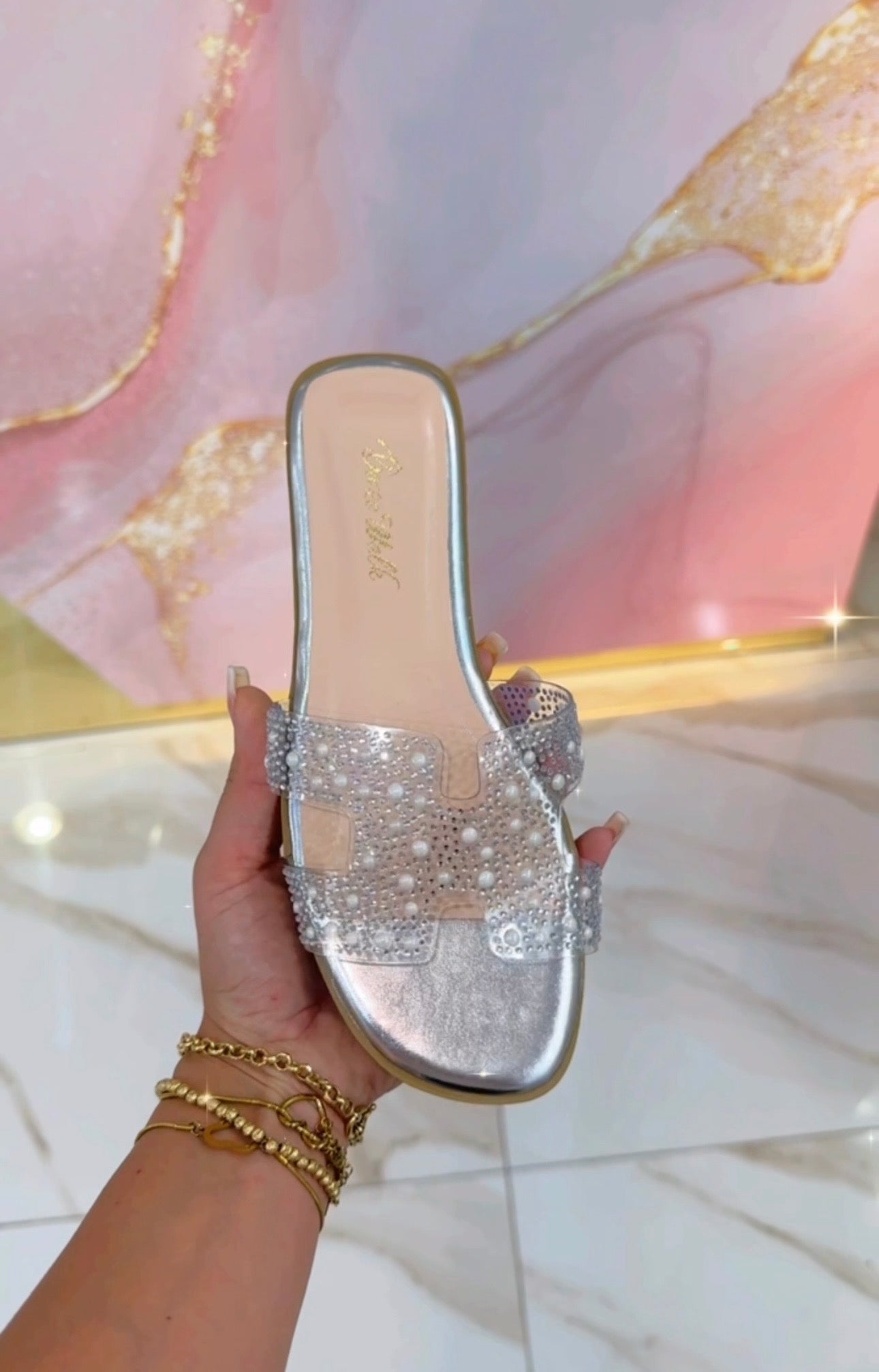 Ciabatte Hermès Argento Trasparente