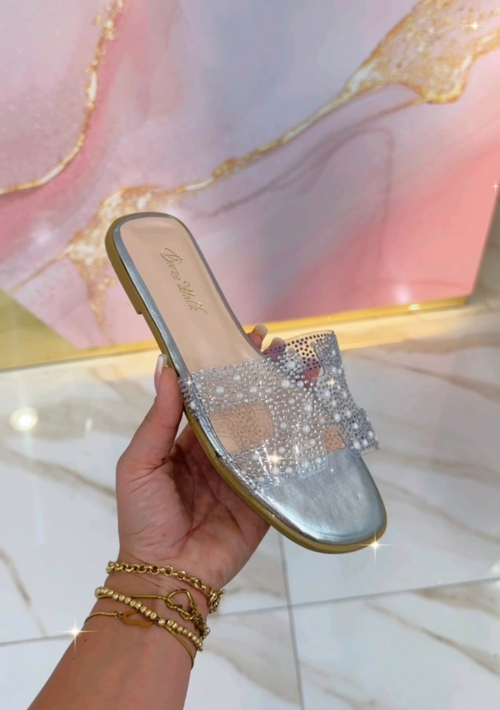 Ciabatte Hermès Argento Trasparente