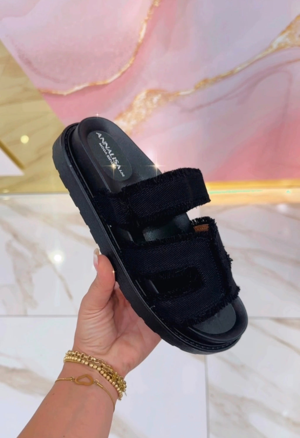 Ciabatte Hermès Denim Nere