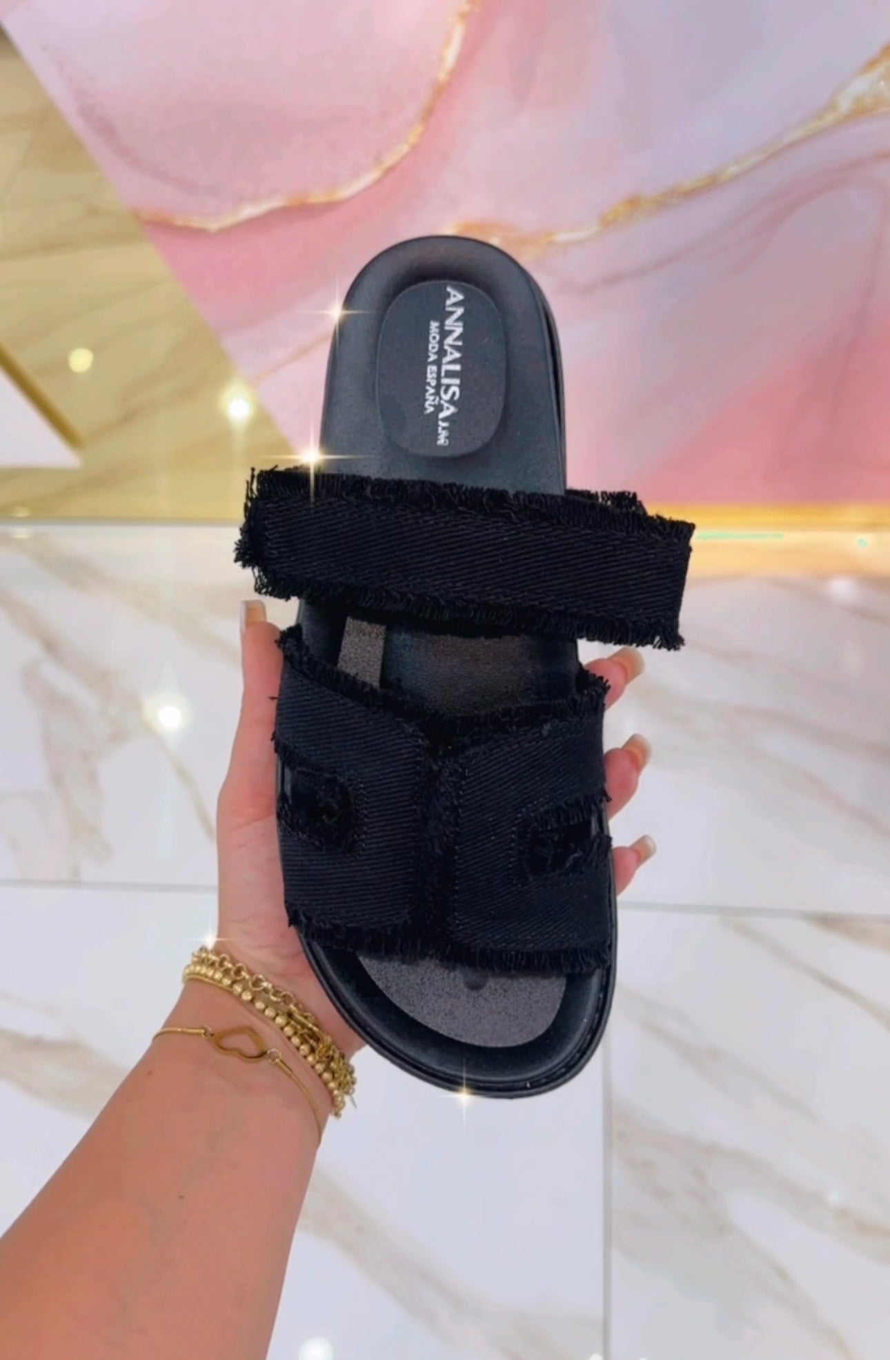 Ciabatte Hermès Denim Nere