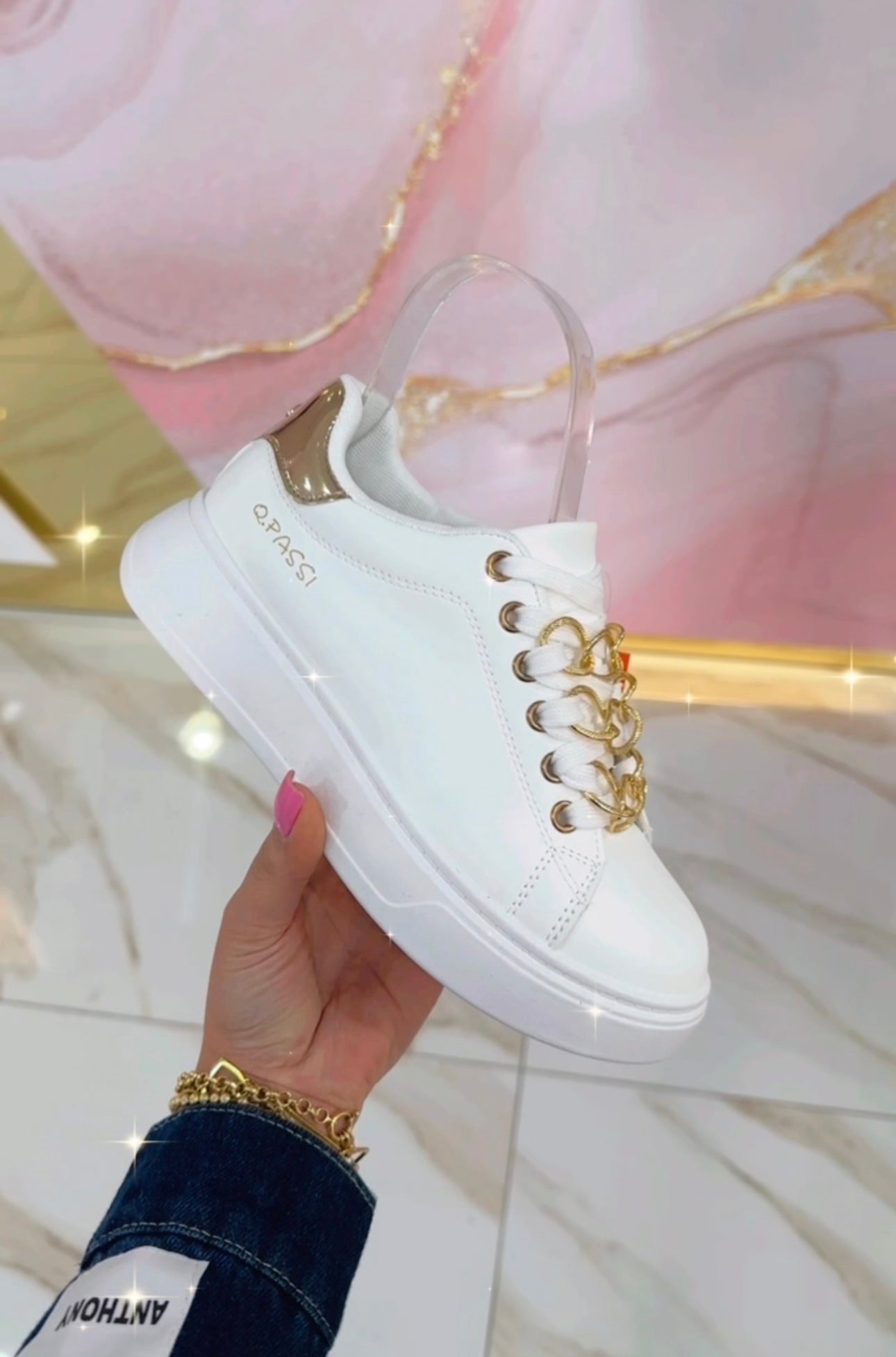 Sneakers Bianche e Oro